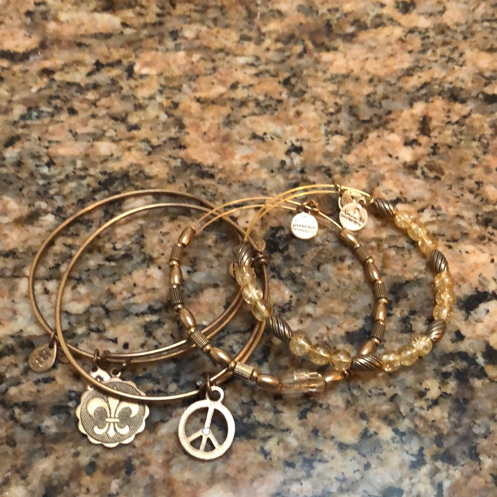 4 pack Alex and Ani gold bracelets